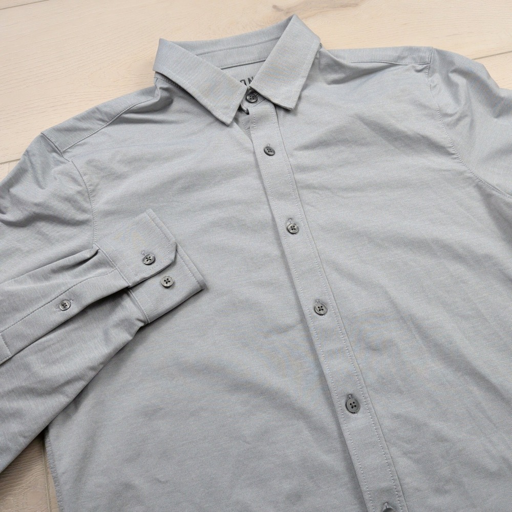 Rhone Commuter Shirt Mens Medium Slim Fit Light Gray Italian Fabric 101525